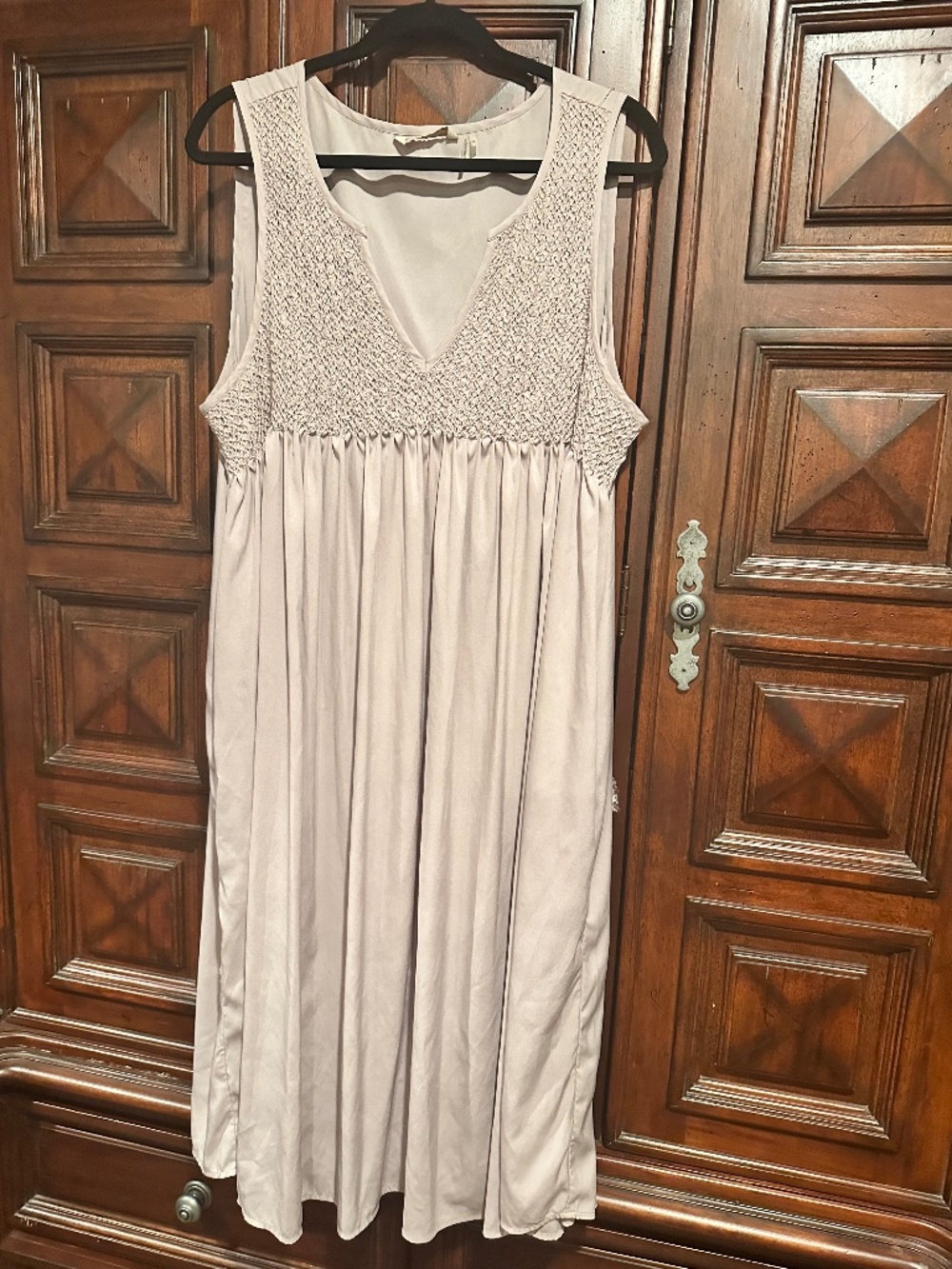SOFT SURROUNDINGS FLAW 2X light lilac lavender SMOCKED & silky nightgown POCKETS